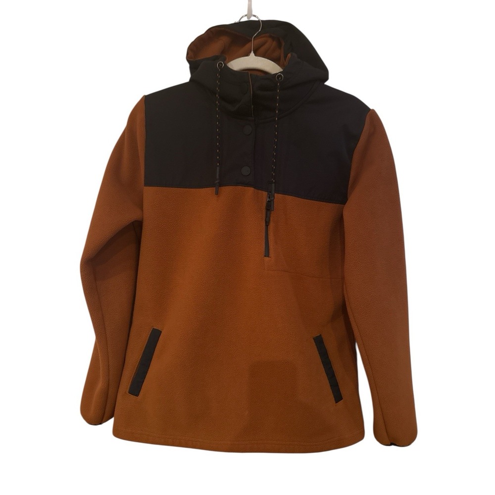 Dakine Burnt Orange‎ Black Men's Size Large Hooded Fleece Jacket Water Resistant